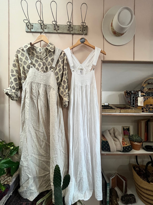 Linen Dungaree Dress