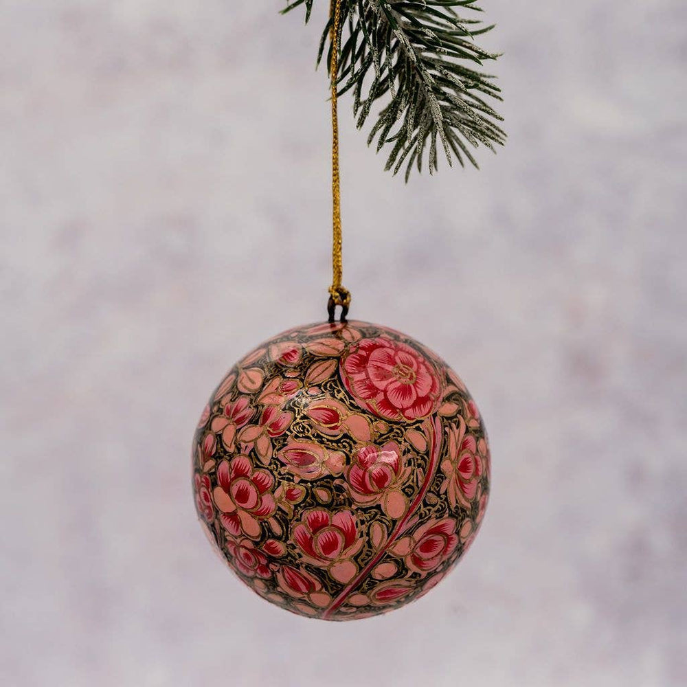 2" Pink Russian Floral Bauble Christmas Ornament