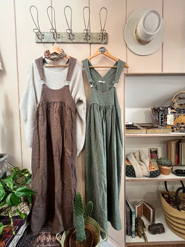 Linen Dungaree Dress