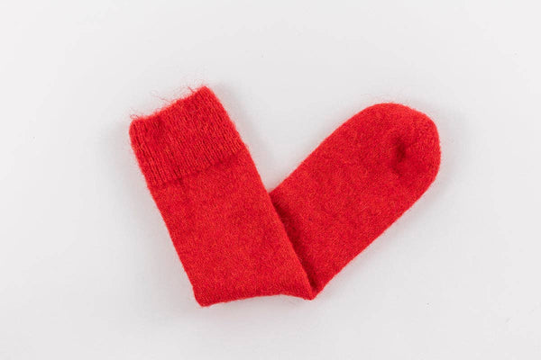 Ultra Soft Red Alpaca Socks: Medium