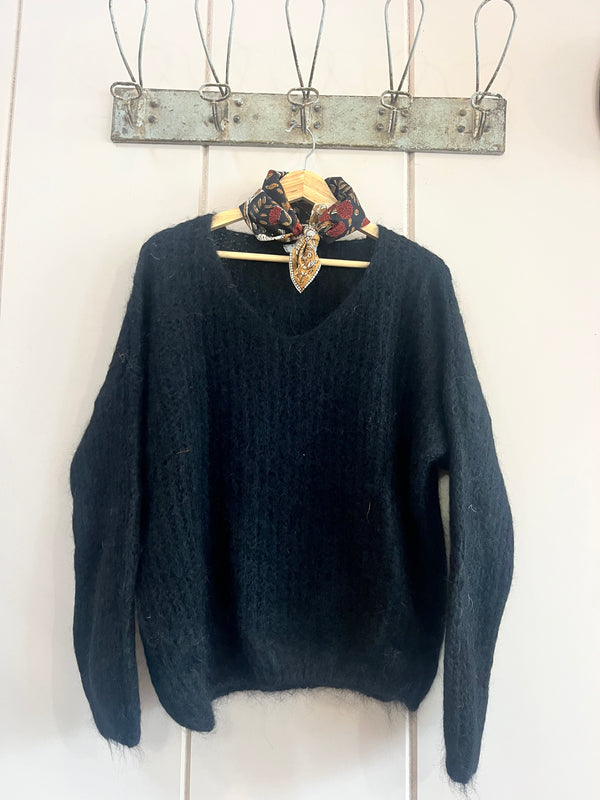 Chunky Mohair Jumper - Black