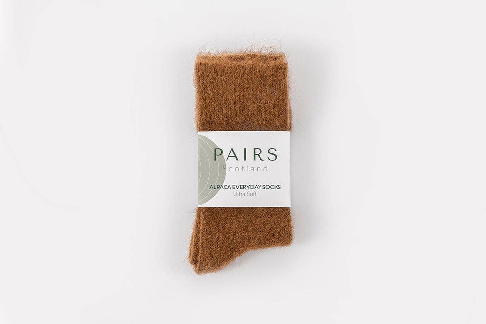 Ultra Soft Brown Alpaca Socks: Medium