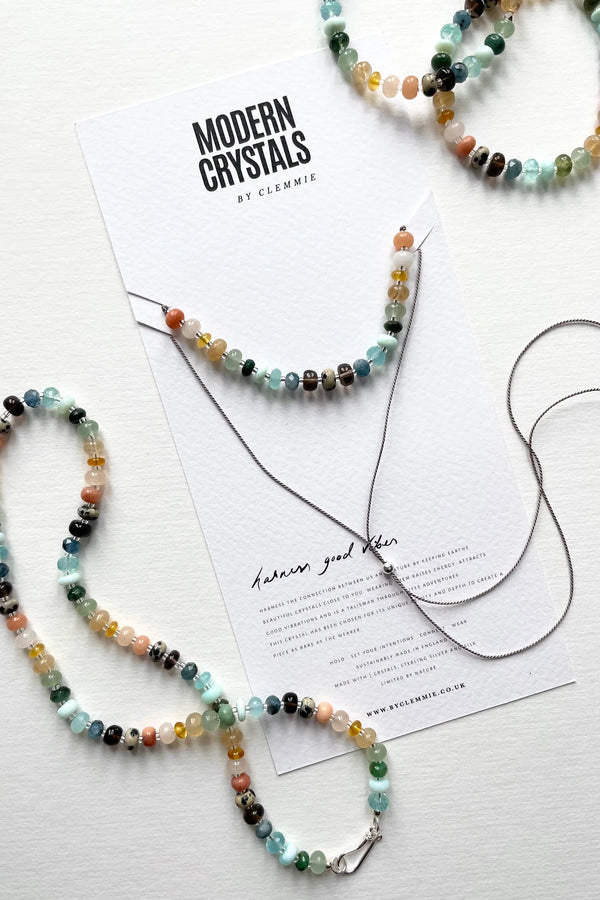 Modern Crystals Earth Rainbow Tie Necklace