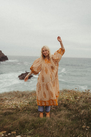 Bohemian block printed dress