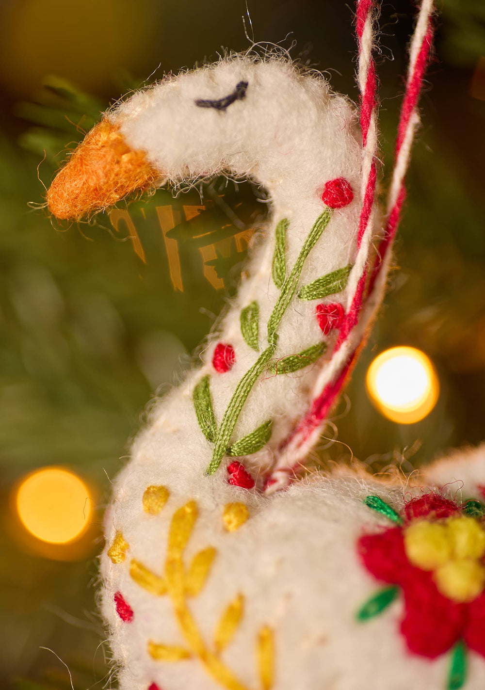 Embroidered Felt Swan Decorations