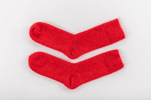 Ultra Soft Red Alpaca Socks: Medium