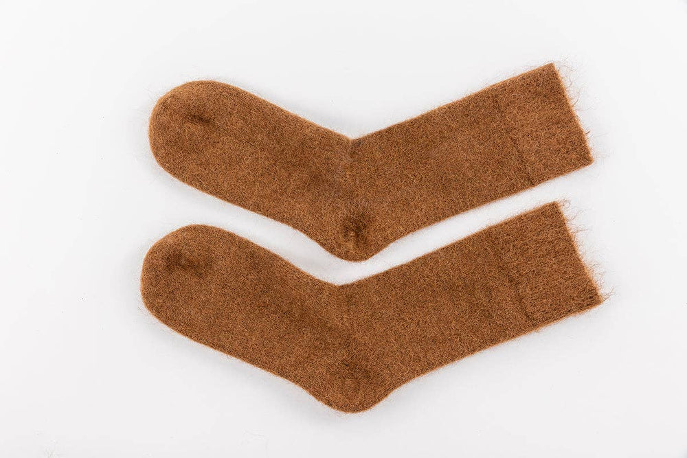 Ultra Soft Brown Alpaca Socks: Medium