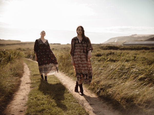 The Lara Dress Original and vintage block printed in India, Natural Dyes on 100% cotton, also featured with the Hannah Dress